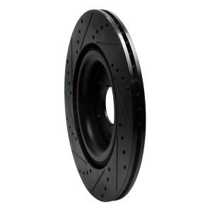 Jaguar F-Type Brake Rotor (1) - Rear Right - R1 Concepts - Drilled & Slotted - Black - `14-`21